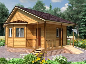 Дом Дом из каркаса с террасой <span></span> "Сандуны 2" 6 на 9