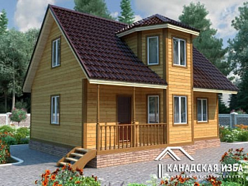 Дом Каркасный проект с мансардой и крыльцом Илья муромец 7 на 9