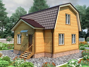 Дом Каркасный дом в полтора этажа  Медовый 6 на 8