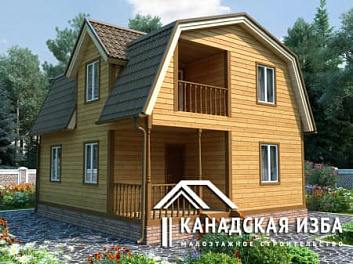 Дом 2-этажный каркасный дом с террасой и балконом Лесная сказка 7 на 8