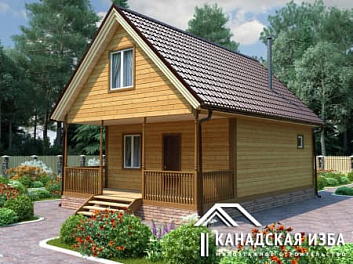 Дом Баня из каркаса с террасой <span></span> "Петрович 6х9" 6 на 9
