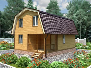 Дом Дом из бруса с крыльцом  Ангара 6 на 8